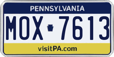 PA license plate MOX7613