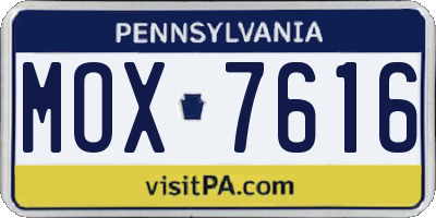 PA license plate MOX7616