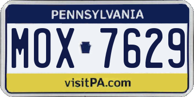 PA license plate MOX7629