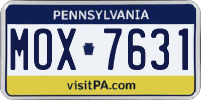 PA license plate MOX7631