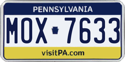 PA license plate MOX7633