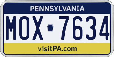 PA license plate MOX7634