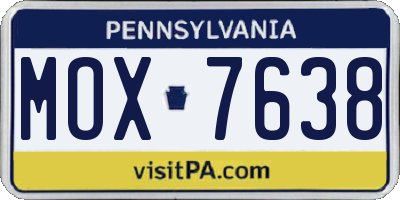 PA license plate MOX7638