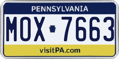 PA license plate MOX7663