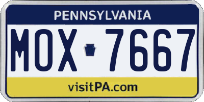 PA license plate MOX7667