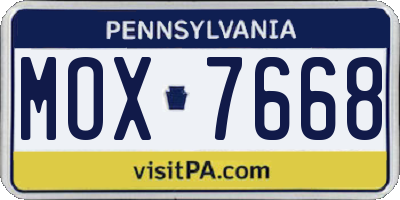PA license plate MOX7668