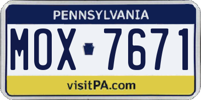 PA license plate MOX7671