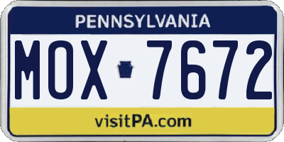 PA license plate MOX7672