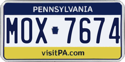 PA license plate MOX7674
