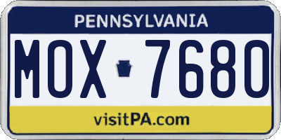 PA license plate MOX7680