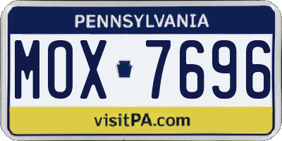 PA license plate MOX7696