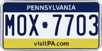 PA license plate MOX7703