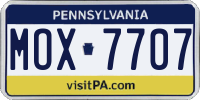 PA license plate MOX7707