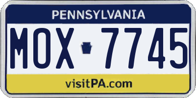 PA license plate MOX7745
