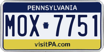 PA license plate MOX7751