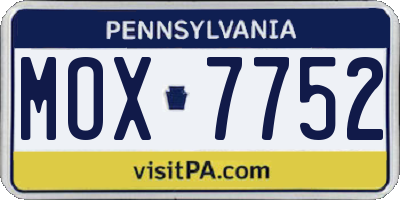 PA license plate MOX7752