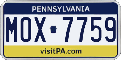 PA license plate MOX7759