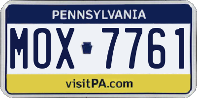 PA license plate MOX7761