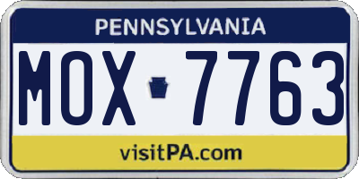 PA license plate MOX7763