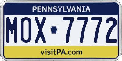 PA license plate MOX7772