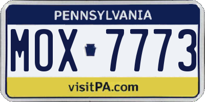 PA license plate MOX7773