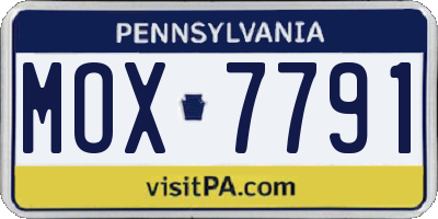 PA license plate MOX7791