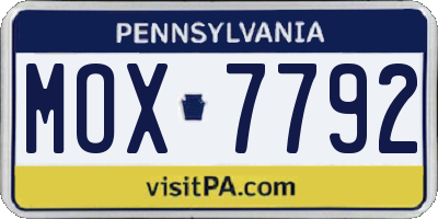 PA license plate MOX7792