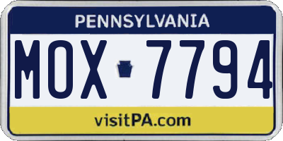 PA license plate MOX7794