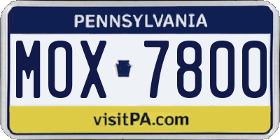 PA license plate MOX7800