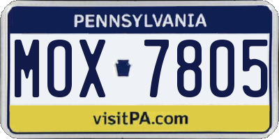 PA license plate MOX7805