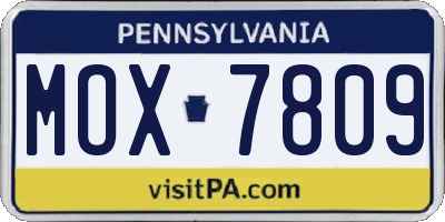 PA license plate MOX7809