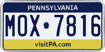PA license plate MOX7816