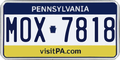 PA license plate MOX7818