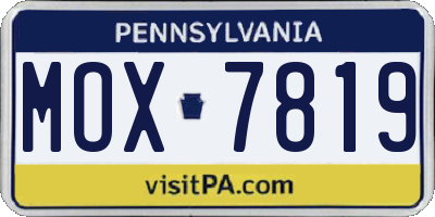 PA license plate MOX7819