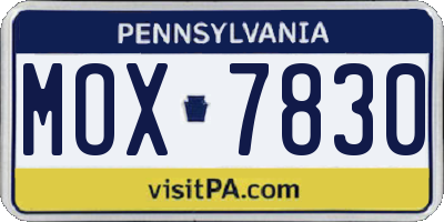 PA license plate MOX7830