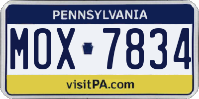 PA license plate MOX7834