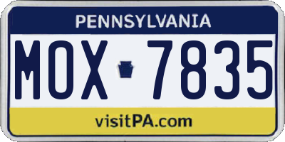 PA license plate MOX7835
