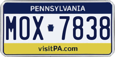PA license plate MOX7838