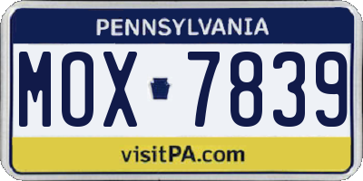 PA license plate MOX7839