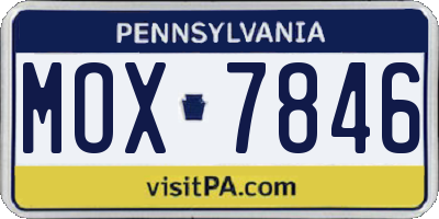 PA license plate MOX7846