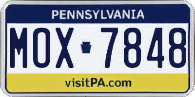 PA license plate MOX7848