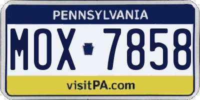 PA license plate MOX7858