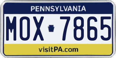 PA license plate MOX7865