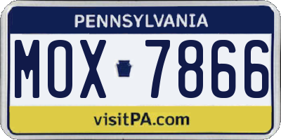 PA license plate MOX7866