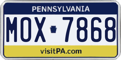 PA license plate MOX7868