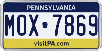 PA license plate MOX7869