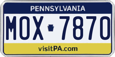 PA license plate MOX7870