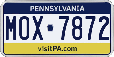 PA license plate MOX7872