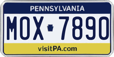 PA license plate MOX7890