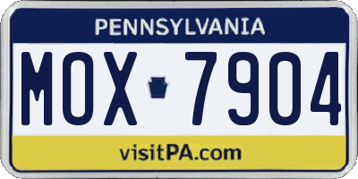 PA license plate MOX7904